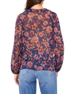 Women Vince Camuto Long Sleeve V-Neck with Centerfront Ruffle