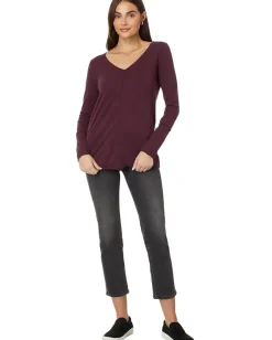 Mod-o-doc Long Sleeve Wide Neck V-Neck Tunic Warm Wine Discount