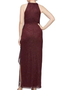 Alex Evenings Long Sleeveless Halter Neck Dress Fig Clearance