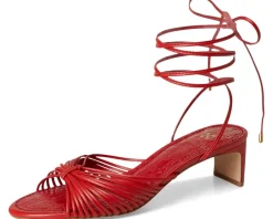 Vince Camuto Lory Ankle Wrap Kitten Heel Sandals Salsa Discount