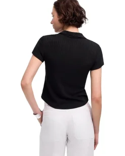 Madewell Low V-Neck Short Sleeve Polo Jet Black Online