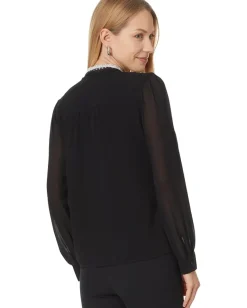 CeCe L/S Blouse W/ Bow Tie Collar 060 Rich Black