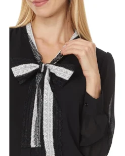 CeCe L/S Blouse W/ Bow Tie Collar 060 Rich Black