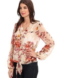 KUT from the Kloth L/S Floral Shirt Tan Outlet