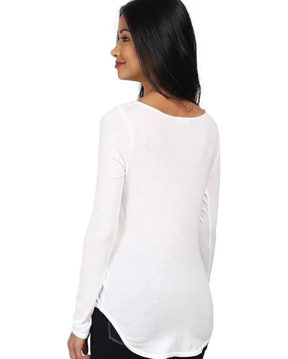 LAmade L/S Open Henley Tee White