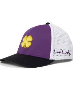 Black Clover LSU Benchmark Adjustable Snapback Hat Purple/Black/White Laser Cut Gold 3d Clover Best