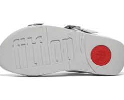 Women FitFlop Lulu Adjustable-Buckle Metallic-Leather Slides