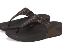 FitFlop Lulu Crystal Toe-post Sandals Metallic Chocolate Brown Clearance
