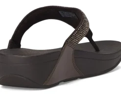 FitFlop Lulu Crystal Toe-post Sandals Metallic Chocolate Brown Clearance