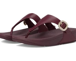 Women FitFlop Lulu Crystal-Buckle Leather Toe-Post Sandals