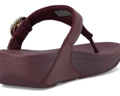 Women FitFlop Lulu Crystal-Buckle Leather Toe-Post Sandals