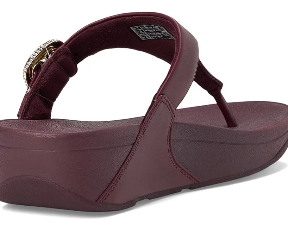 Women FitFlop Lulu Crystal-Buckle Leather Toe-Post Sandals