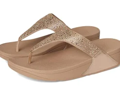 FitFlop Lulu Crystal-Mix Toe-Post Sandals Metallic Classic Beige Best
