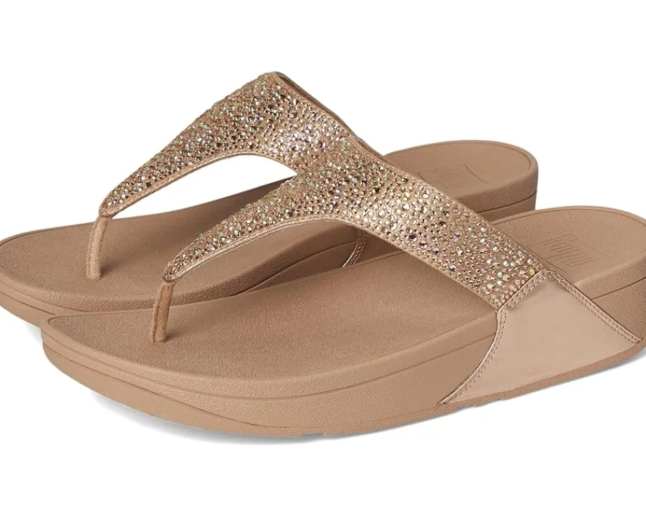 FitFlop Lulu Crystal-Mix Toe-Post Sandals Metallic Classic Beige Best