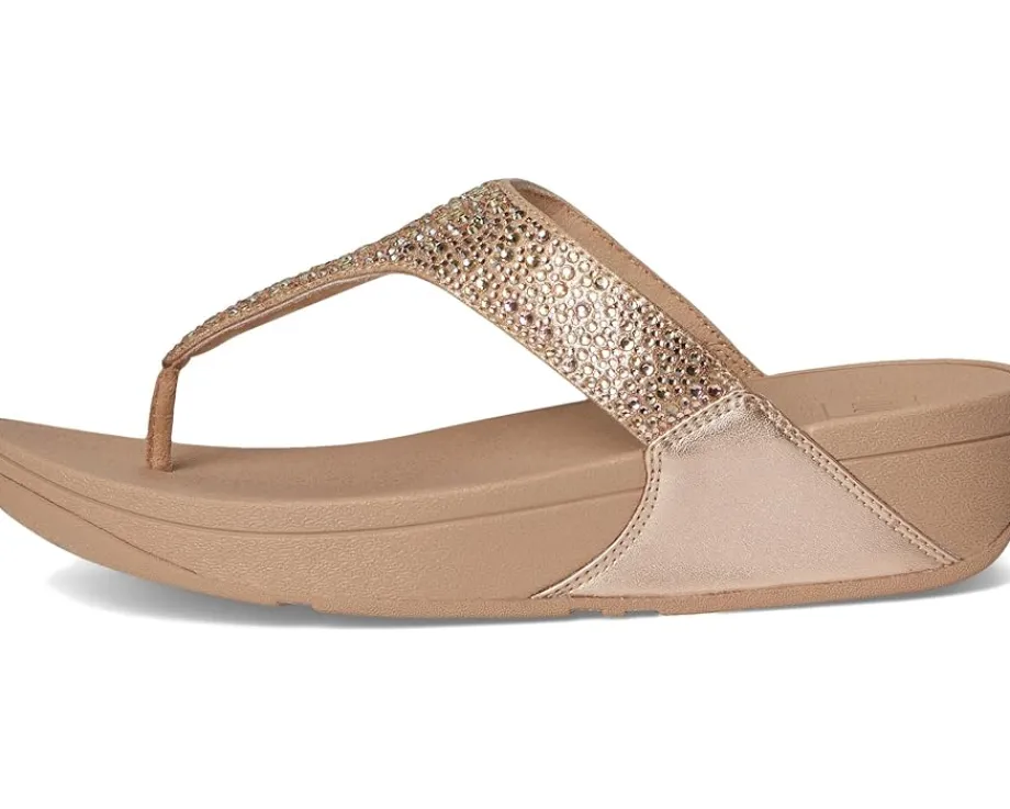 FitFlop Lulu Crystal-Mix Toe-Post Sandals Metallic Classic Beige Best