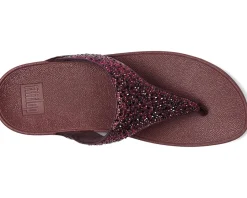 FitFlop Lulu Crystal-Mix Toe-Post Sandals Metallic Plumberry Best