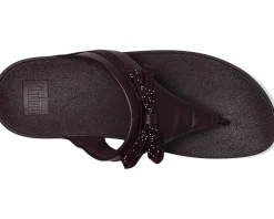 FitFlop Lulu Glitz-bow Leather Toe-post Sandals Plumberry Hot