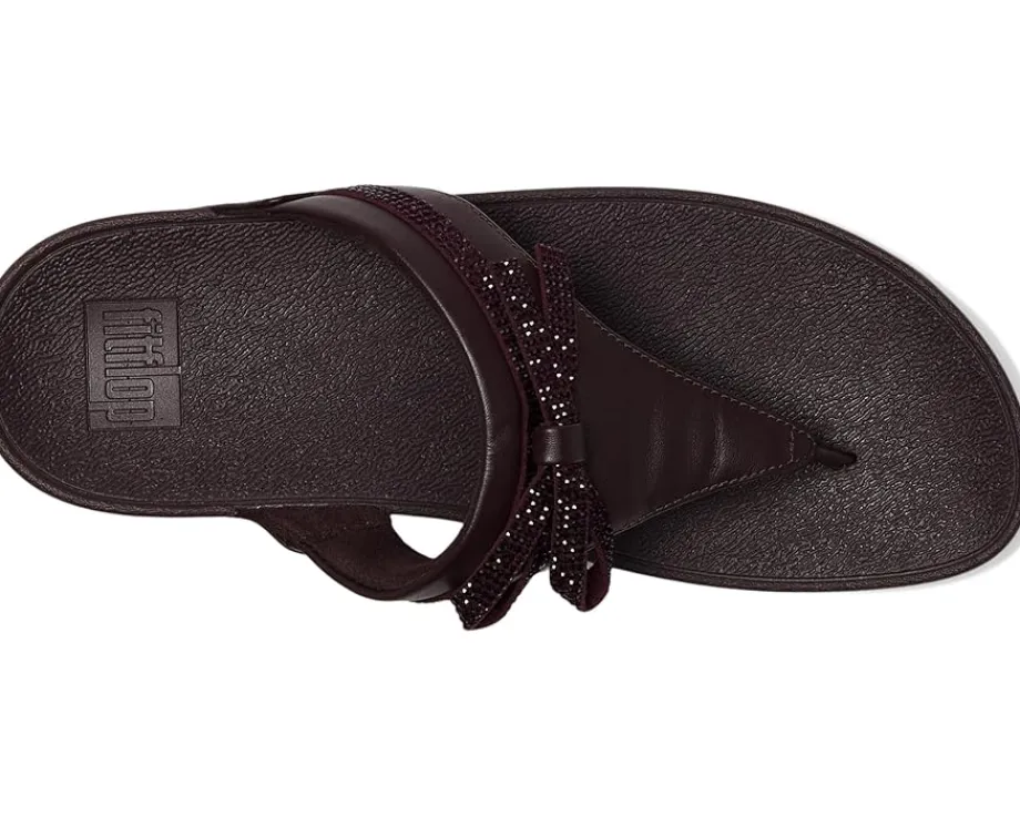 FitFlop Lulu Glitz-bow Leather Toe-post Sandals Plumberry Hot