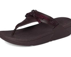 FitFlop Lulu Glitz-bow Leather Toe-post Sandals Plumberry Hot