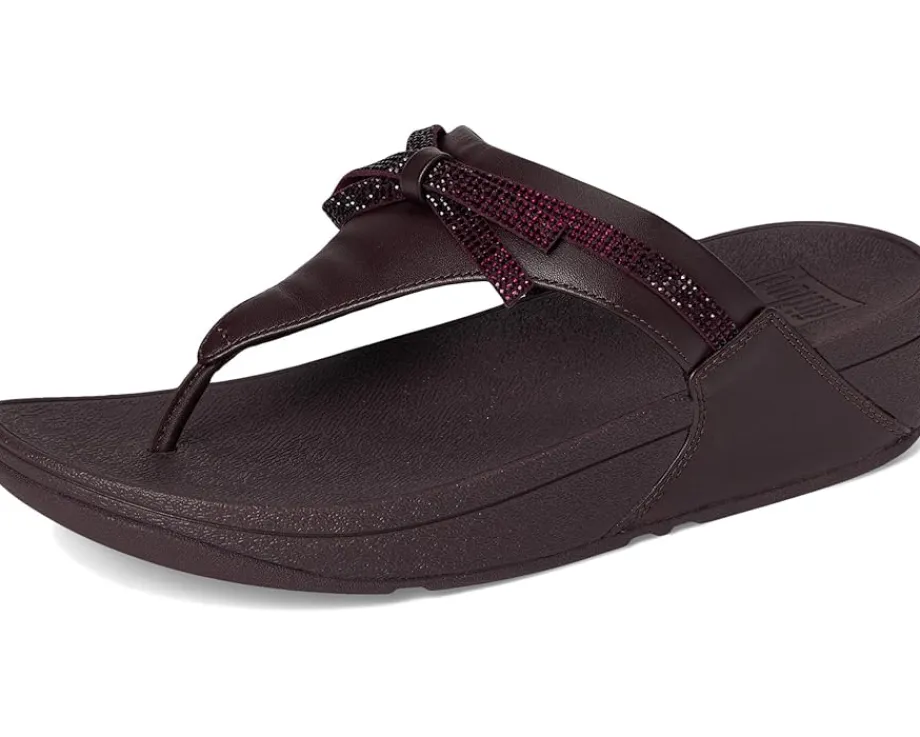 FitFlop Lulu Glitz-bow Leather Toe-post Sandals Plumberry Hot