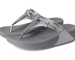Women FitFlop Lulu Glitz-bow Leather Toe-post Sandals