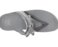 Women FitFlop Lulu Glitz-bow Leather Toe-post Sandals