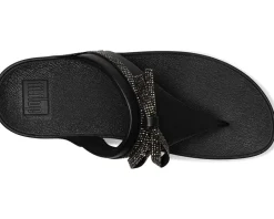 FitFlop Lulu Glitz-bow Leather Toe-post Sandals All Black Hot