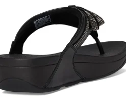FitFlop Lulu Glitz-bow Leather Toe-post Sandals All Black Hot