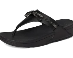 FitFlop Lulu Glitz-bow Leather Toe-post Sandals All Black Hot