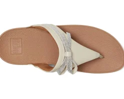 Women FitFlop Lulu Glitz-bow Leather Toe-post Sandals