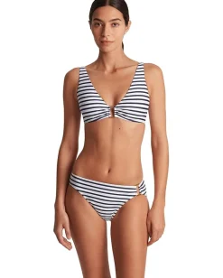 Lauren Ralph Lauren Luxe Stripe Ring Side Hipster Bottom Navy White New