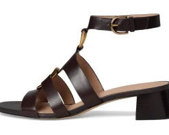 Cole Haan Lyanna Link Ankle Strap Sandals Dark Chocolate Leather Online
