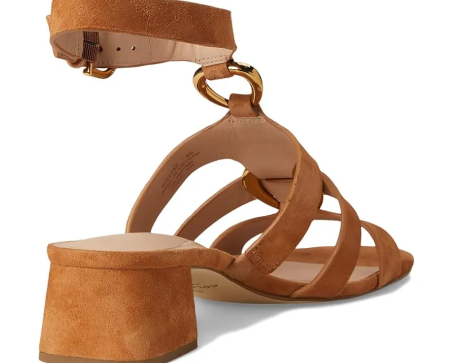 Cole Haan Lyanna Link Ankle Strap Sandals Dark Caramel Suede Best