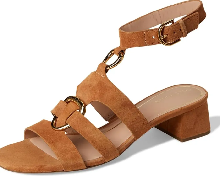 Cole Haan Lyanna Link Ankle Strap Sandals Dark Caramel Suede Best