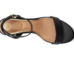 Vince Camuto Lylah Kitten Heel Ankle Strap Sandals Black Clearance