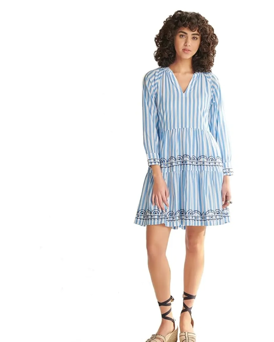 Hatley Maddy Popover Dress - Azure Stripes Discount