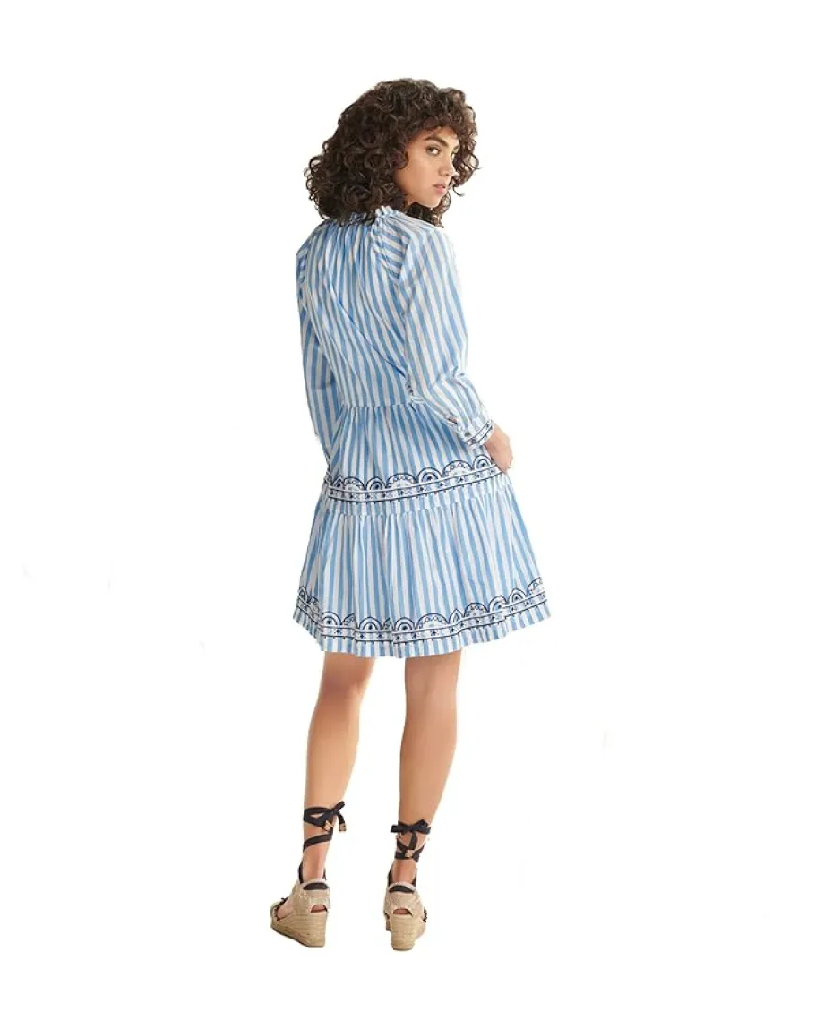 Hatley Maddy Popover Dress - Azure Stripes Discount
