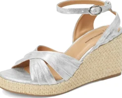 Johnston & Murphy Marcia Cross-Band Sandal Silver Metallic Discount