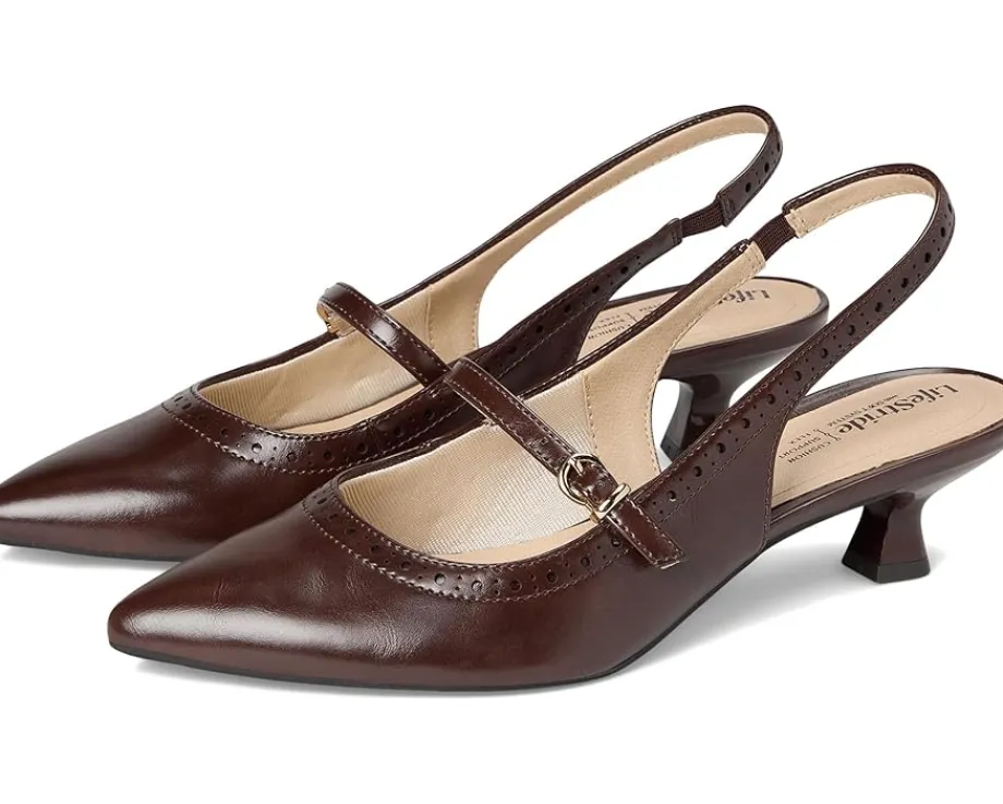 LifeStride Marilyn Slingback Shoes Cognac Brown Sale