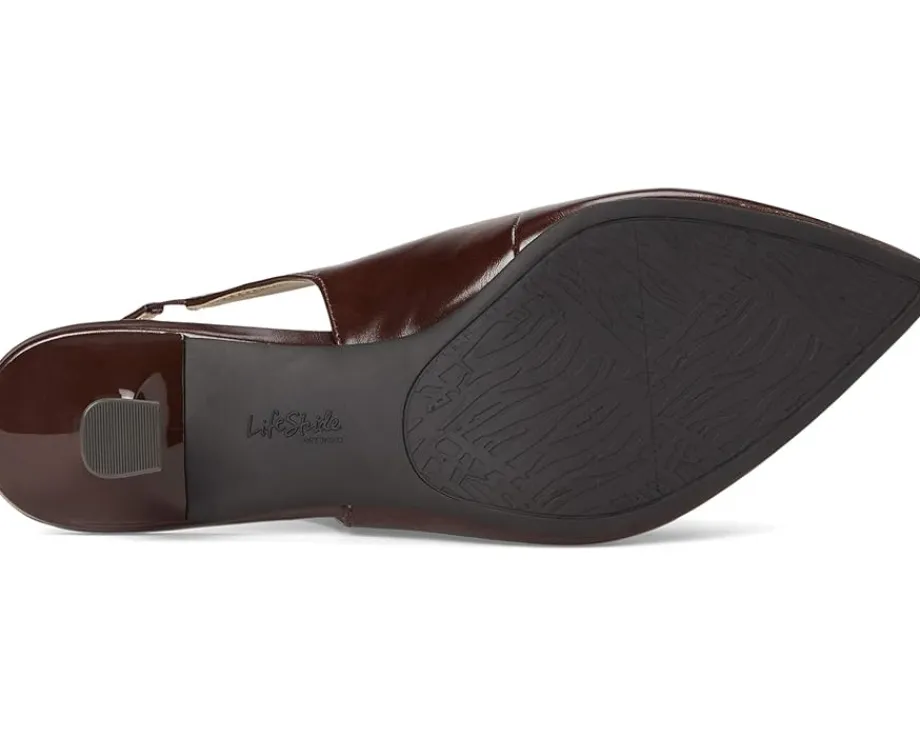 LifeStride Marilyn Slingback Shoes Cognac Brown Sale