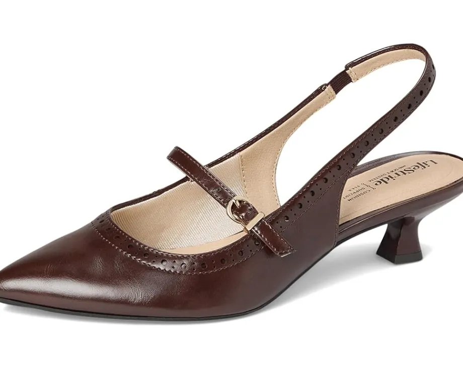 LifeStride Marilyn Slingback Shoes Cognac Brown Sale