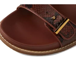 Cole Haan Marisol Footbed Sandals Dark Cuoio Snake Print Leather Hot