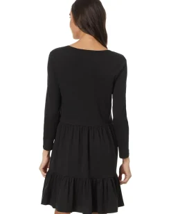 Toad&Co Marley Tiered Long Sleeve Dress Black New