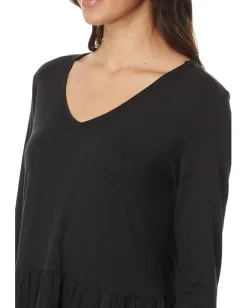 Toad&Co Marley Tiered Long Sleeve Dress Black New