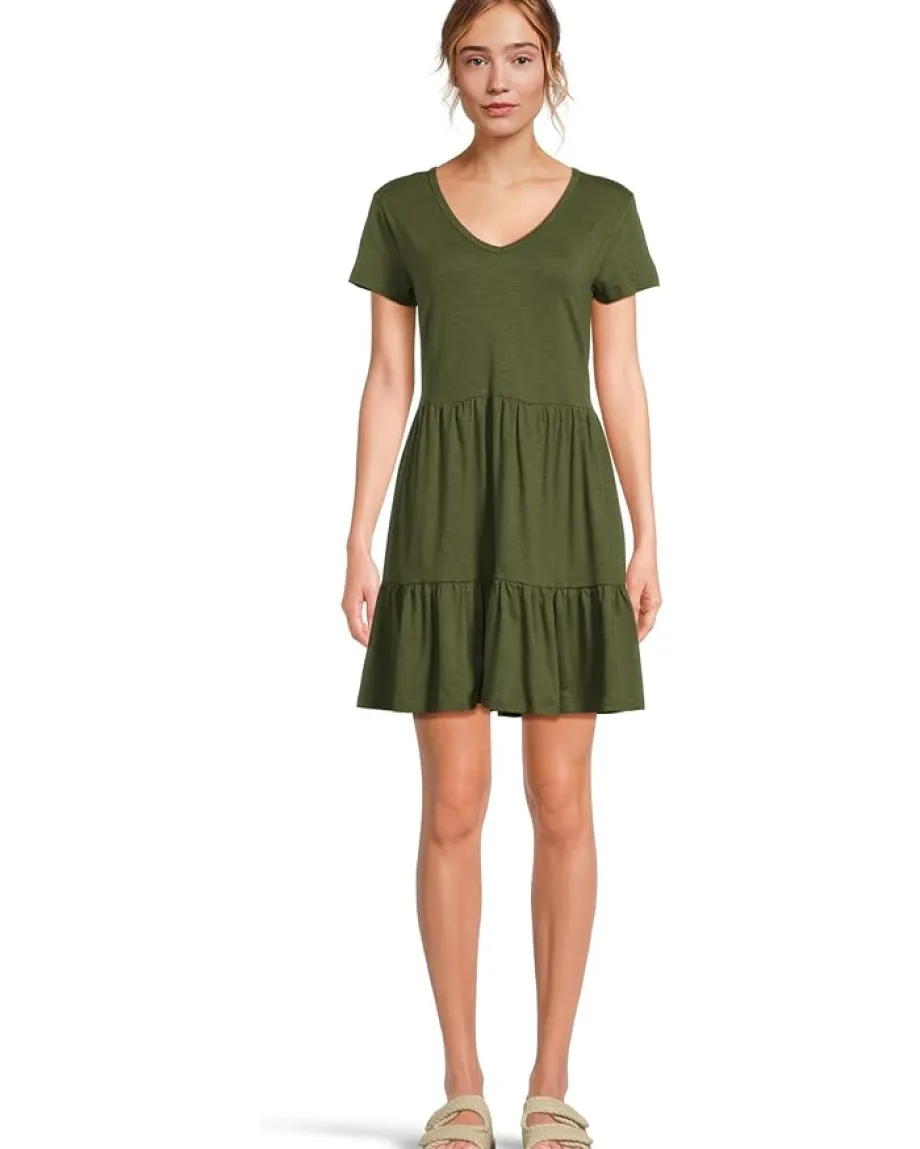 Toad&Co Marley Tiered Short Sleeve Dress Epidote Outlet