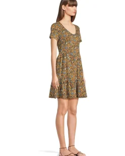 Toad&Co Marley Tiered Short Sleeve Dress Black Ditsy Print Online