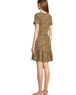 Toad&Co Marley Tiered Short Sleeve Dress Black Ditsy Print Online