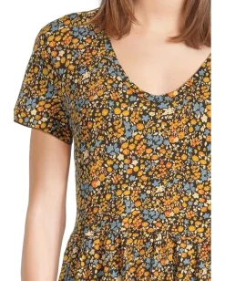 Toad&Co Marley Tiered Short Sleeve Dress Black Ditsy Print Online