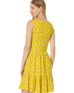 Toad&Co Marley Tiered Sleeveless Dress Sulphur 1/2 Daisy Print Sale