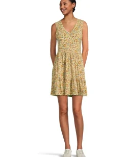 Toad&Co Marley Tiered Sleeveless Dress Cinnamon Ditsy Print Sale